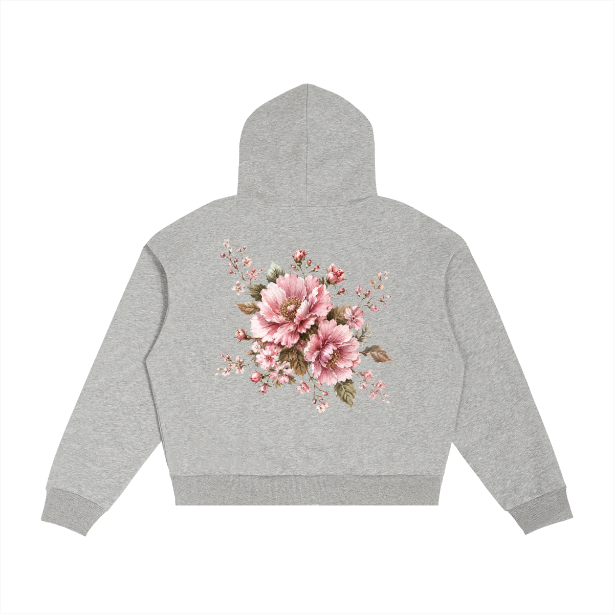 "Flowers" Plaid Boxy Zip Hoodie