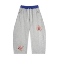 "Flowers" Plaid Waistband Barrel Sweatpants