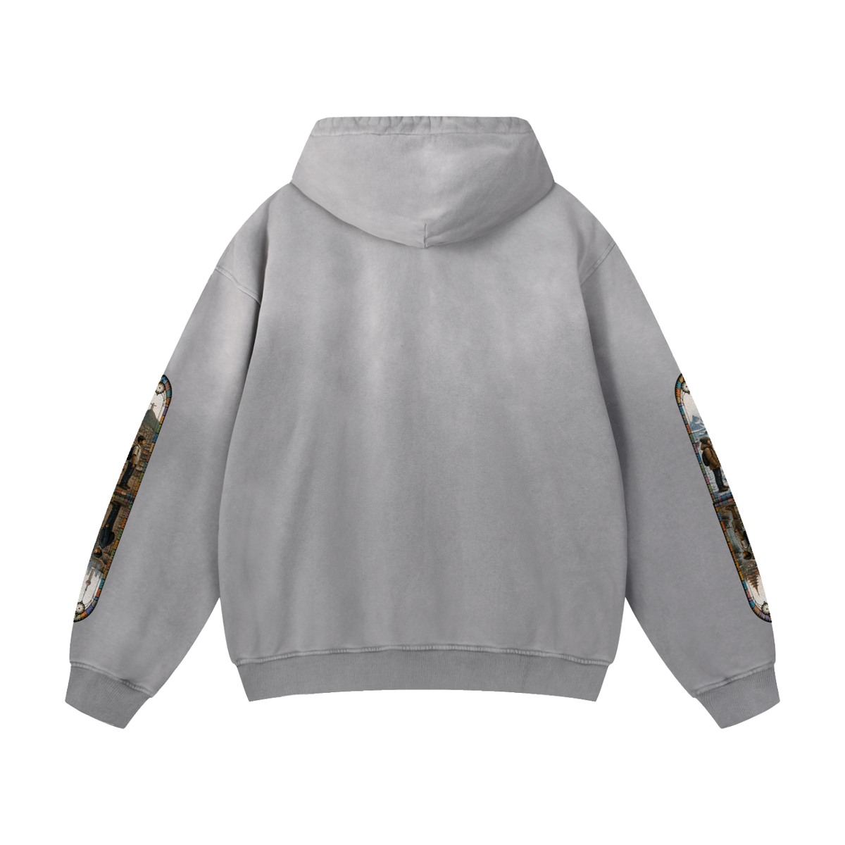 "Mosaic Contienents " Heavyweight Sunfade Oversized Hoodie