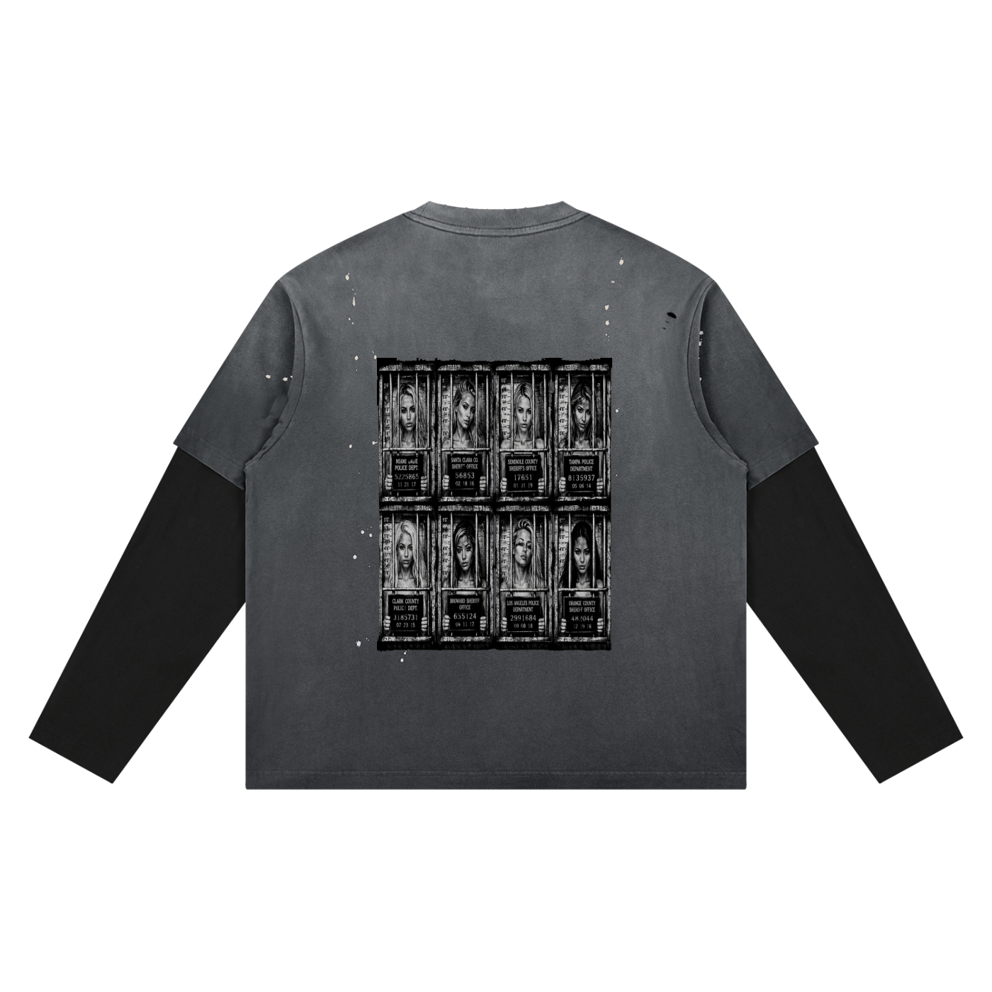 "Jailed" Unisex Vintage Wash Distressed Layer T-Shirt