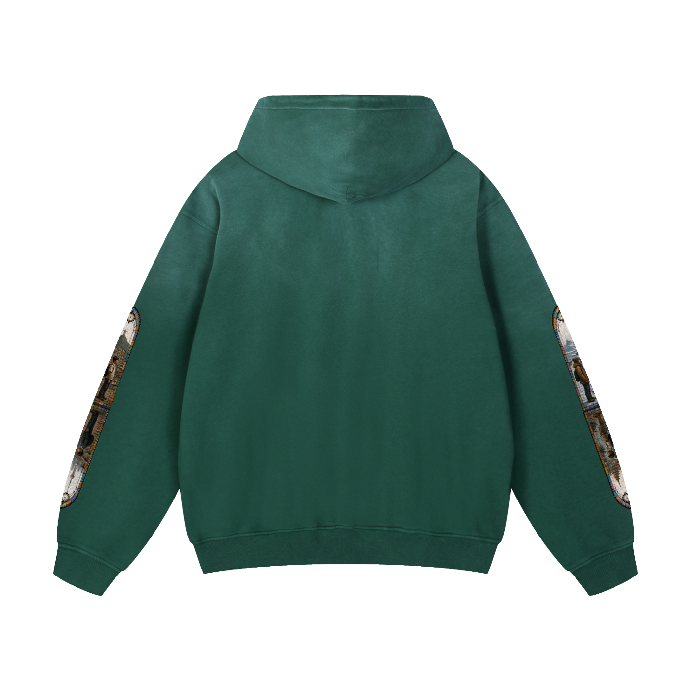 "Mosaic Contienents " Heavyweight Sunfade Oversized Hoodie