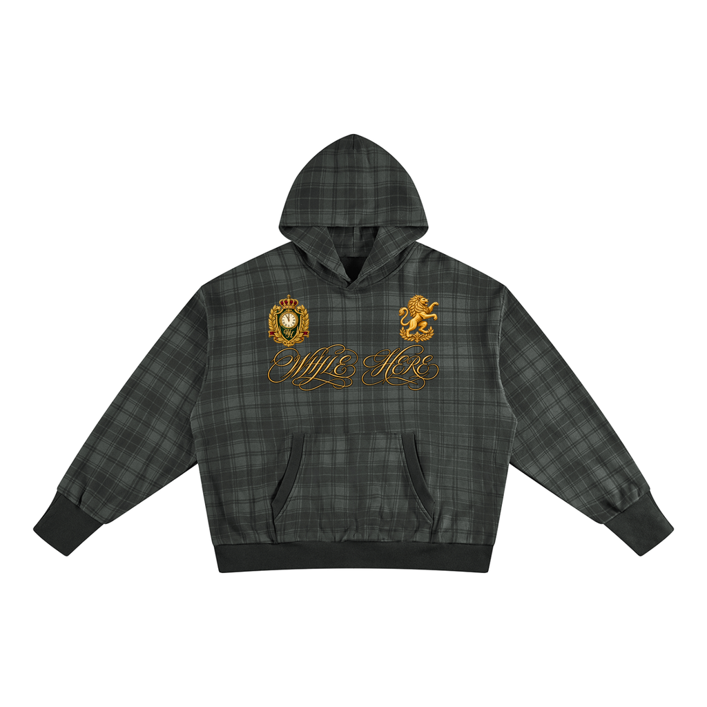 [While Here Plaid] Oversized Hoodie