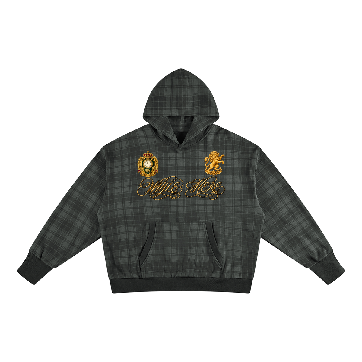 [While Here Plaid] Oversized Hoodie