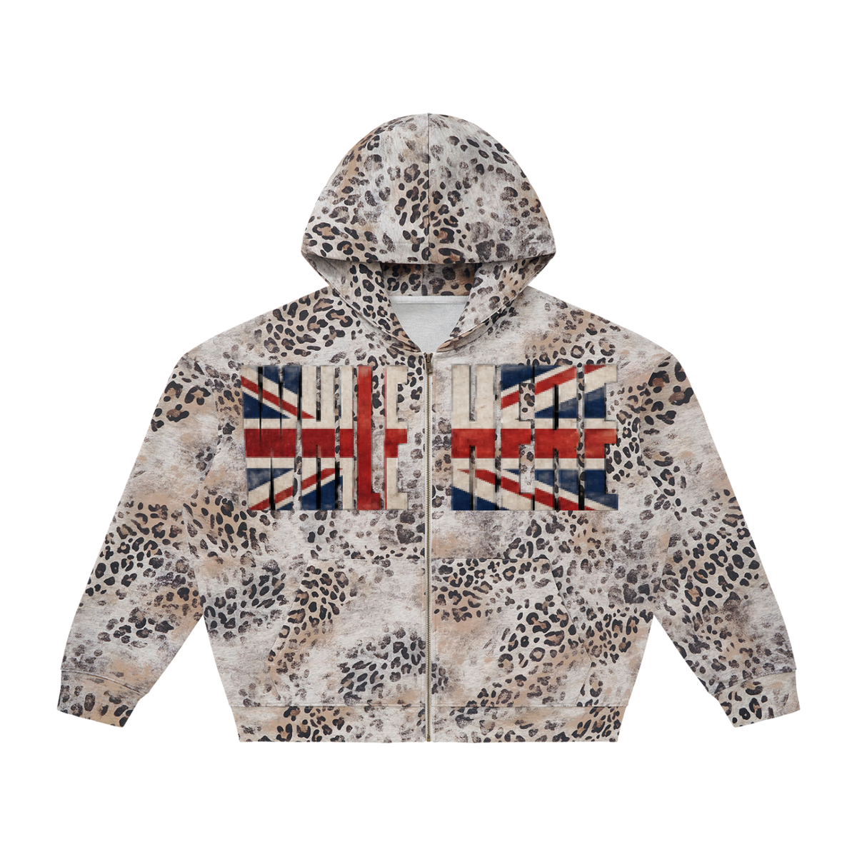 "While In ____ " Vintage Wash Leopard Full Zip Hoodie