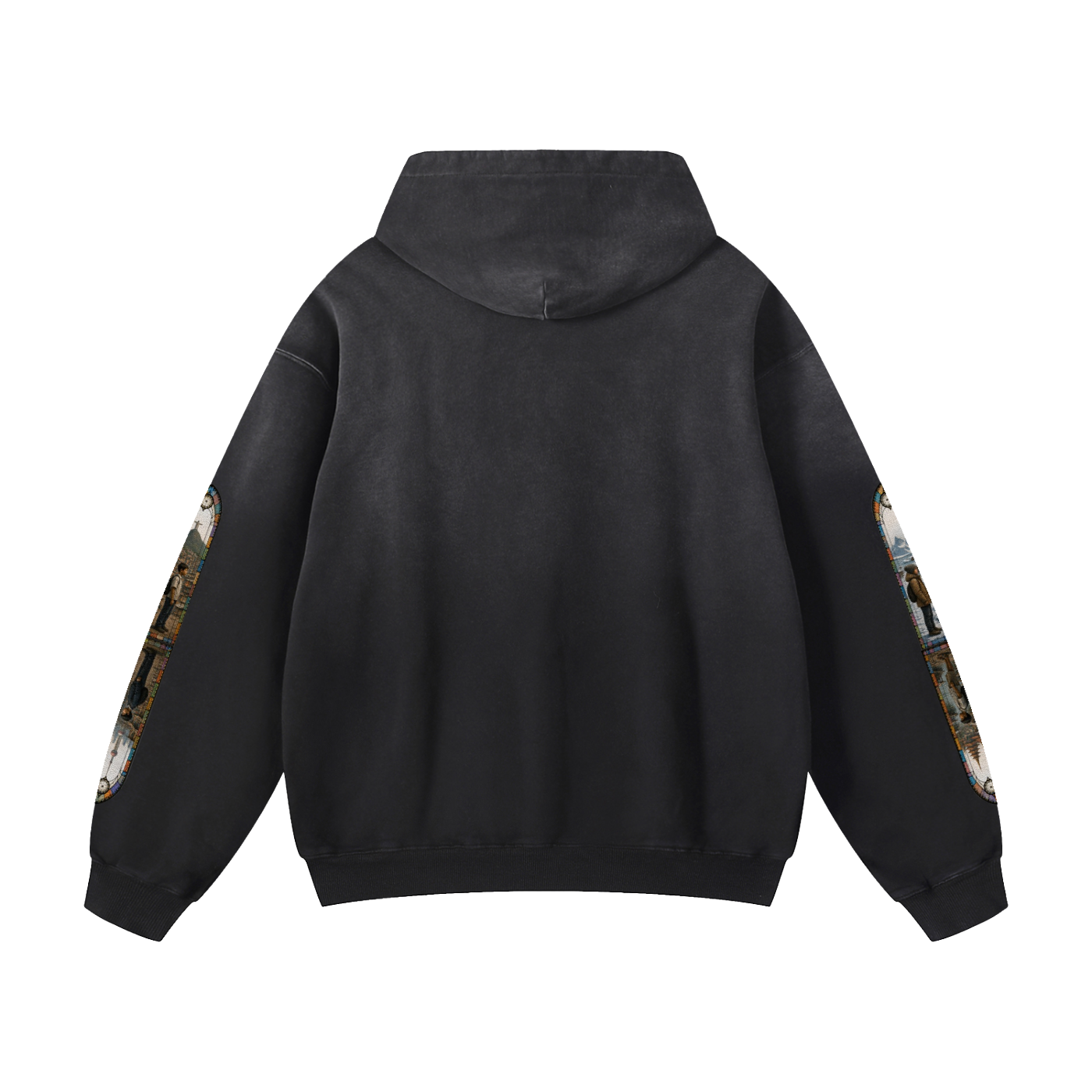 "Mosaic Contienents " Heavyweight Sunfade Oversized Hoodie