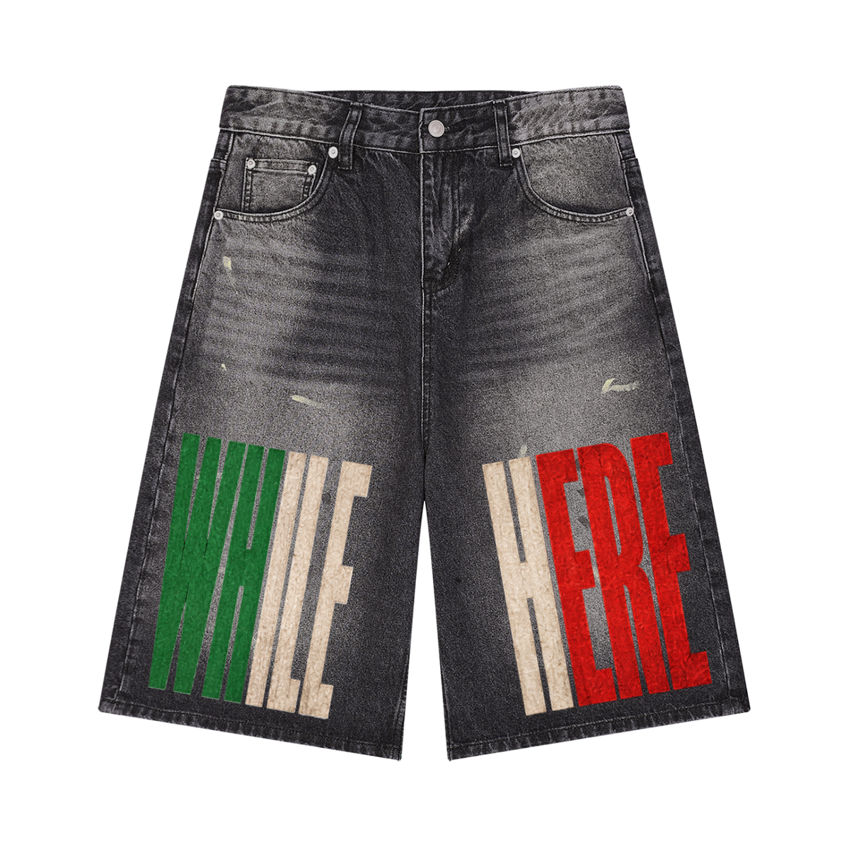 Men’s Vintage Wash Wide Leg Denim Shorts