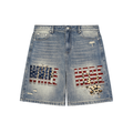 Faded Distressed Baggy Denim Shorts
