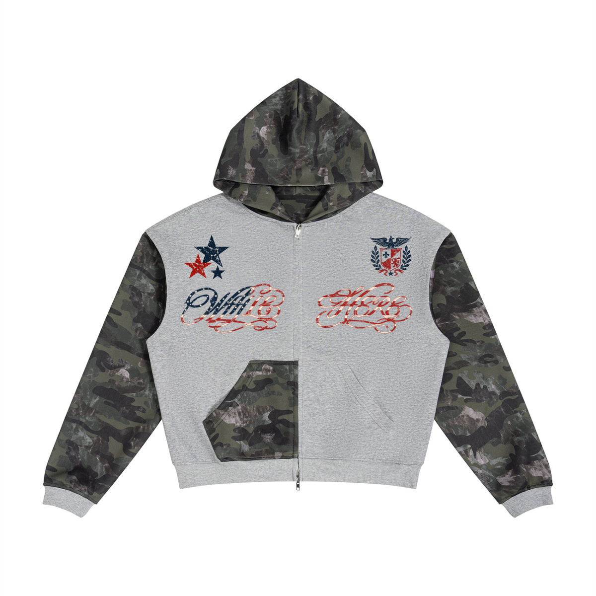 [While In War] Colorblock Boxy Hoodie
