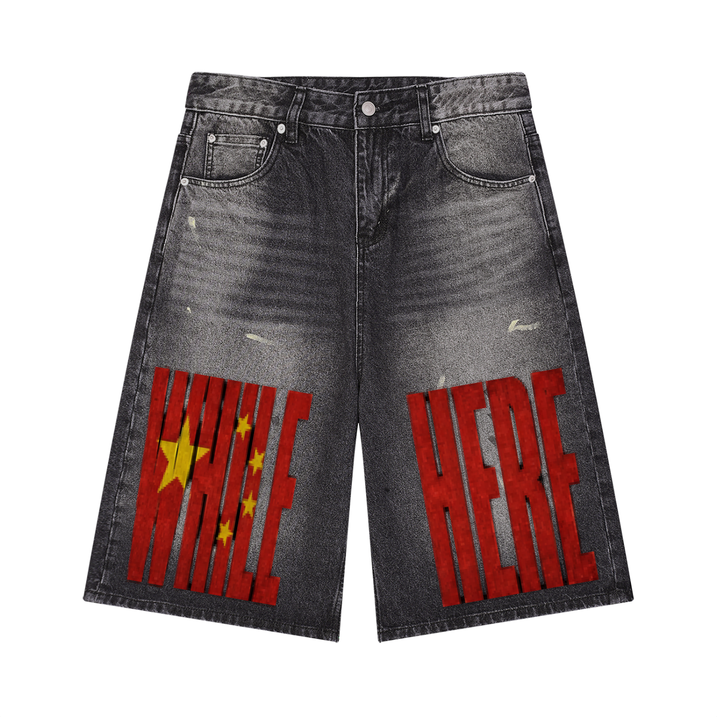 Men’s Vintage Wash Wide Leg Denim Shorts