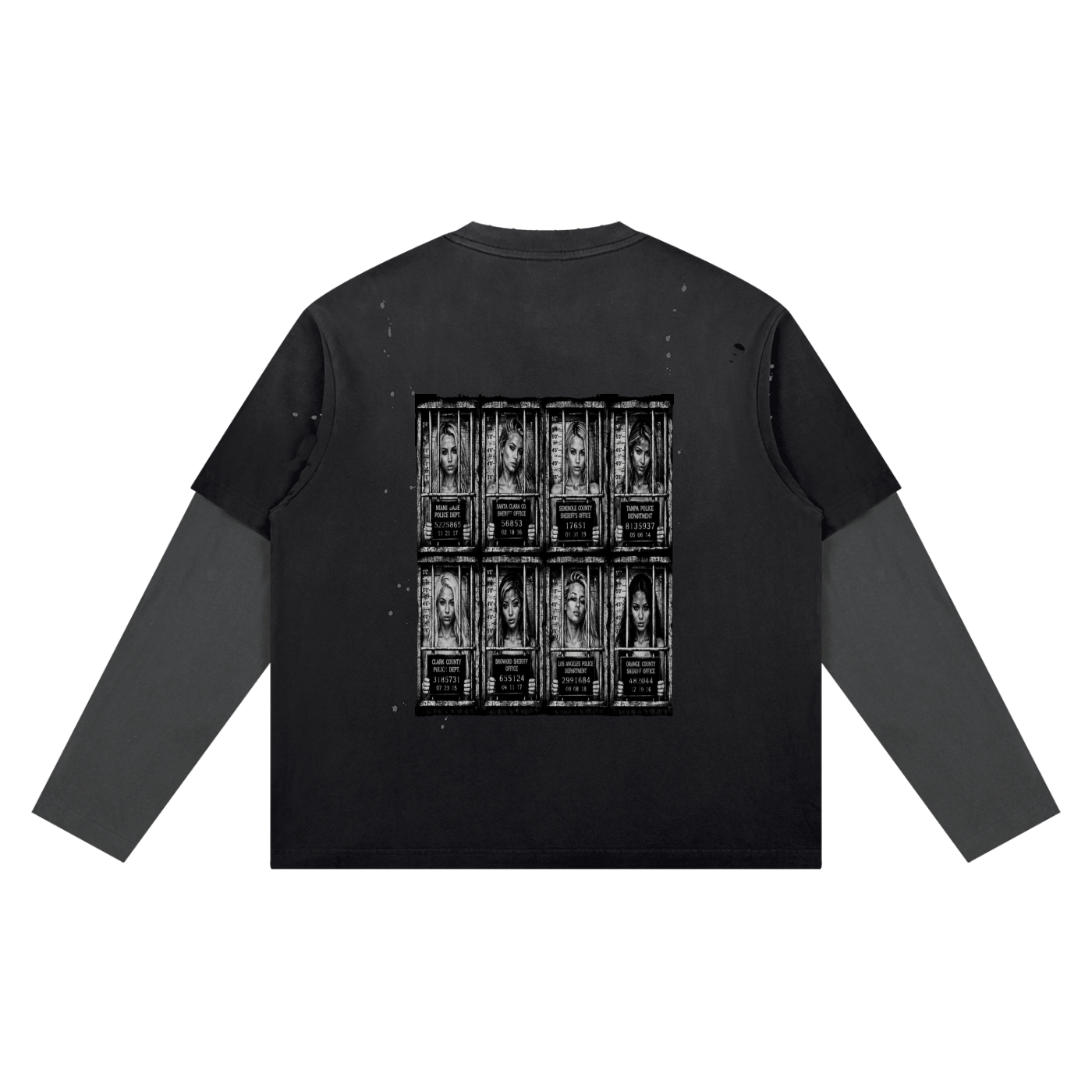 "Jailed" Unisex Vintage Wash Distressed Layer T-Shirt