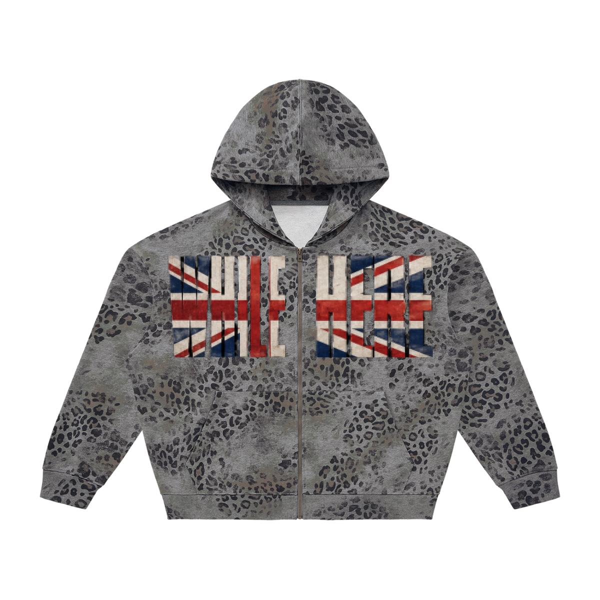 "While In ____ " Vintage Wash Leopard Full Zip Hoodie