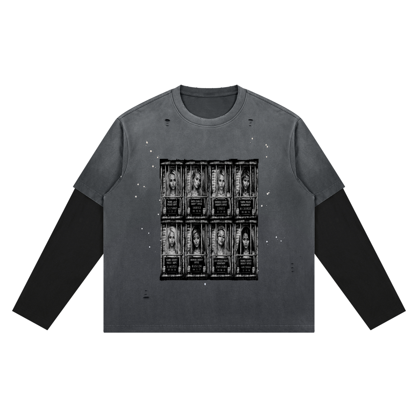 "Jailed" Unisex Vintage Wash Distressed Layer T-Shirt