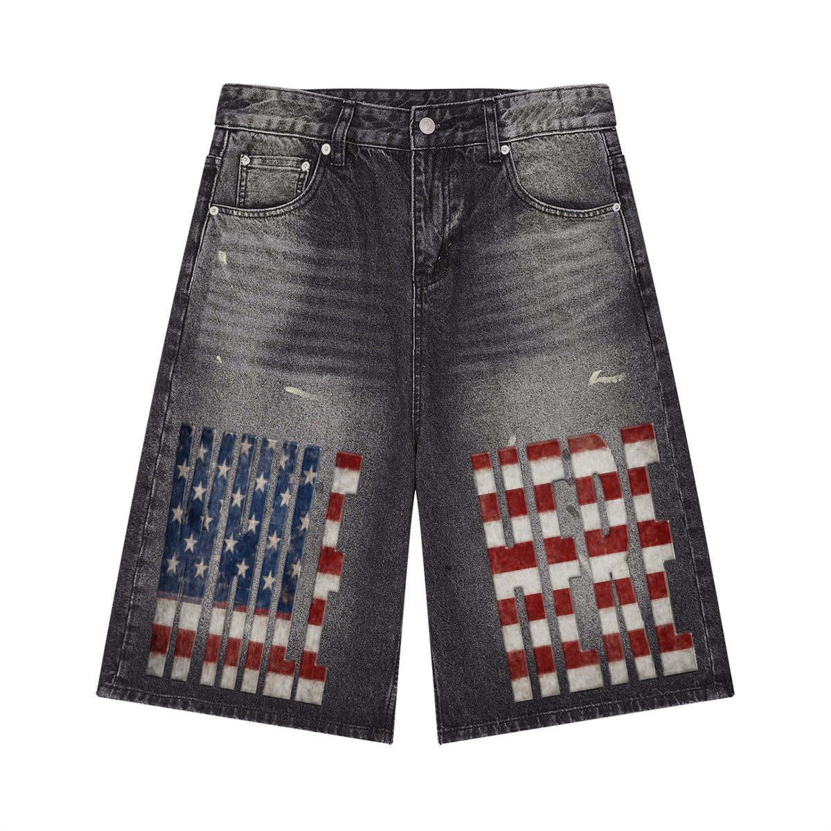 Men’s Vintage Wash Wide Leg Denim Shorts