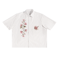 "Flowers" Oversized Vertical Stripe Boxy Shirt